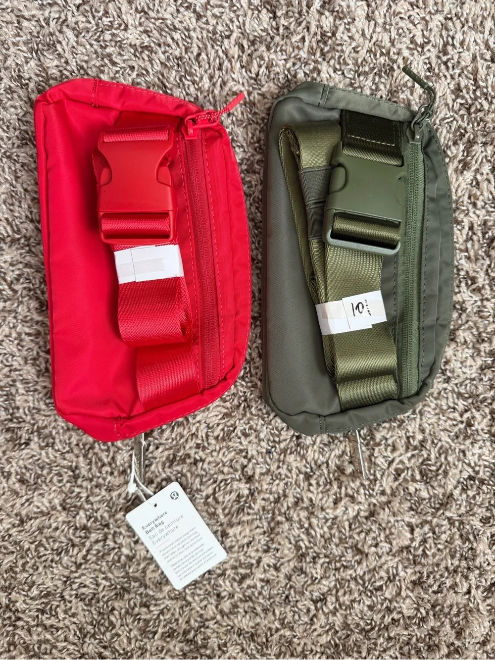 lululemon athletica Red and Olive Belt Bags